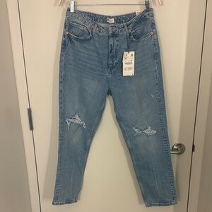 Zara Light Blue Distressed Ankle Jeans